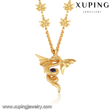 43313 золото длинная цепь ожерелье дизайн моды самый продаваемый золотой дракон кулон ожерелье ювелирные изделия